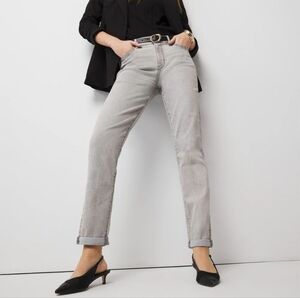 Mid Rise Gray Girlfriend Jeans Curvy Fit